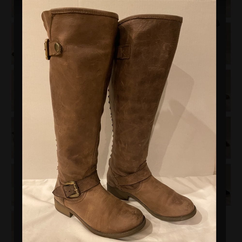 Steve Madden Lynxx Leather Brown Riding Boots